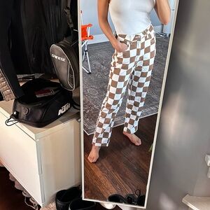 Brown Checkered Pants